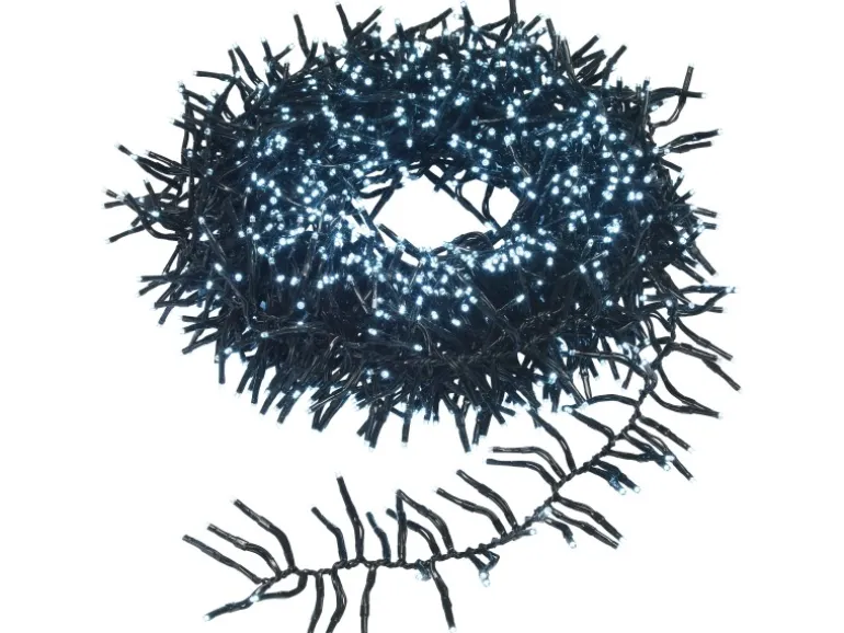 LED-Büschellichterkette 1.152 LEDs Kaltweiß Schwarzes Kabel 11,2 m