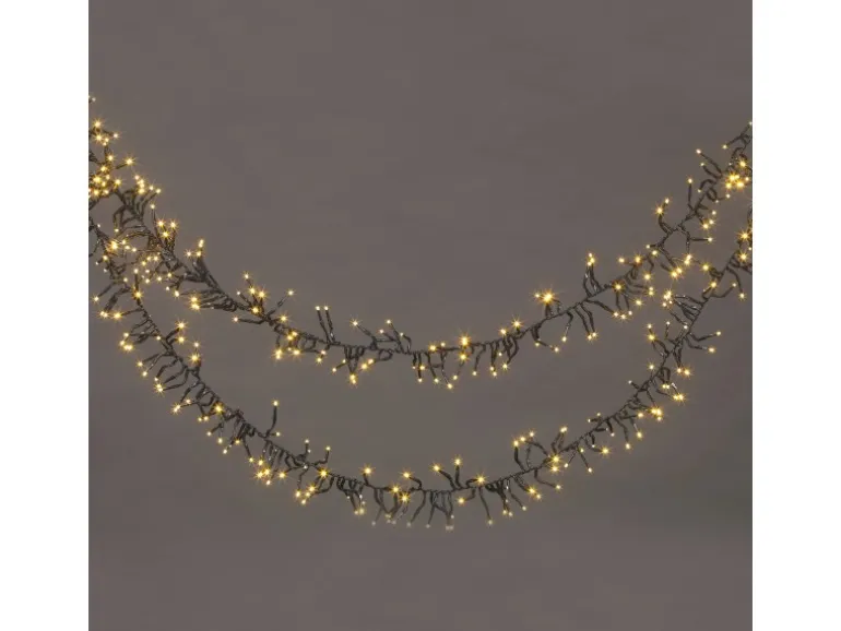 LED-Büschellichterkette 1.152 LEDs Warmweiß Schwarzes Kabel 11,2 m