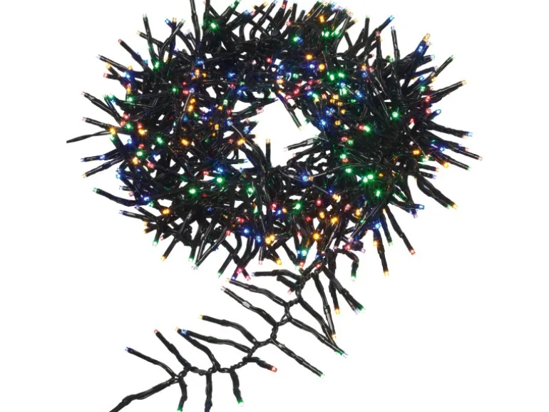 LED-Büschellichterkette 576 LEDs Bunt Schwarzes Kabel 7,2 m