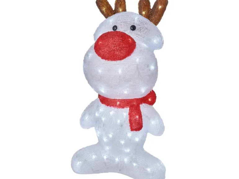 LED-Dekofigur Rentier 60 cm Weiß-Rot-Braun