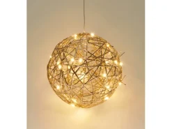 LED-Dekokugel Eisen 20 cm x 20 cm Gold