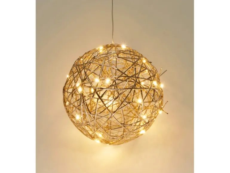 LED-Dekokugel Eisen 20 cm x 20 cm Gold