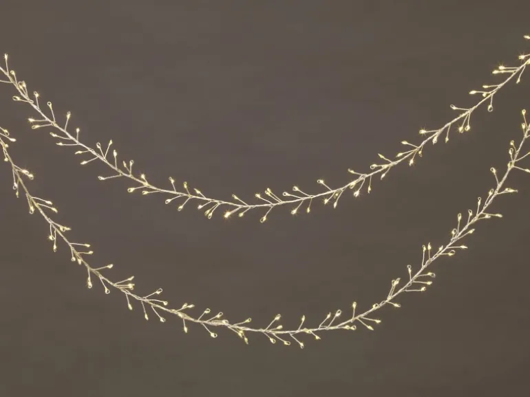 LED-Draht-Büschellichterkette 480 LEDs Warmweiß Transparentes Kabel 9,8 m