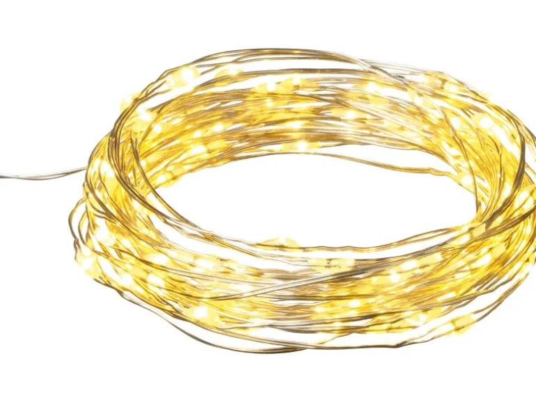 LED-Drahtlichterkette 320 LEDs Warmweiß Silbernes Kabel 35 m