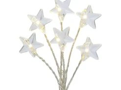 LED-Drahtlichterkette Sterne 80 LEDs Warmweiß Transparentes Kabel 2,3 m