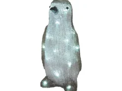 LED-Figur Pinguin 29 cm Weiß-Schwarz-Grau