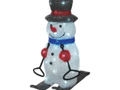 LED-Figur Schneemann 34 cm Mehrfarbig