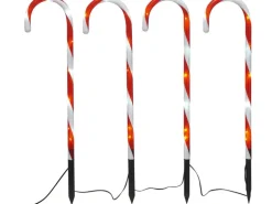 LED-Gartensticks Zuckerstange 32 LEDs Kaltweiß Schwarzes Kabel 6,5 m