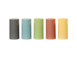 LED-Kerze Warmweiß 5-fach Sortiert Ø 10 cm x 17,5 cm Farbauswahl