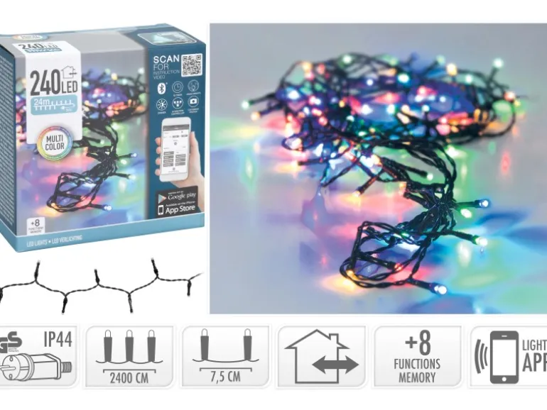 LED-Lichterkette 240 bunte LEDs App-Steuerung innen und außen