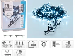 LED-Lichterkette 120 kaltweiße LED mit Sensor für innen und außen