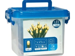 LED-Lichterkette 140 LEDs Warmweiß in Kunststoffbox Grünes Kabel 15,42 m