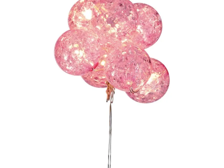 LED-Lichterkette Mini-Kugeln 10 warmweiße LEDs Pink oder Weiß 140 cm