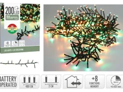 LED-Lichterkette mit Batterie 200 LEDs Bunt