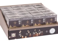 LED-Lichterkette mit Sternen 40 warmweiße LEDs Silberdraht innen