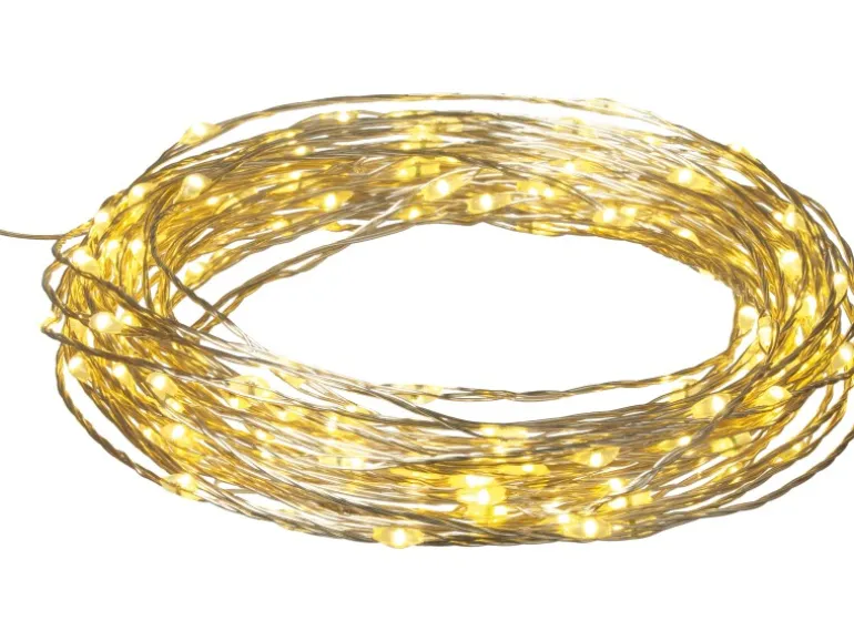 LED-Lichterkette Silberdraht 160 LEDs Warmweiß 805 cm Outdoor Batteriebetrieb