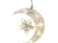 LED-Lichtervorhang mit Sternen u. Mond 120 LEDs Warmweiß Transparentes Kabel 7 m