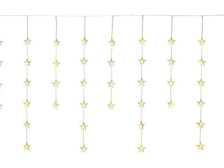 LED-Lichtervorhang mit Sternen 40 LEDs Warmweiß Transparentes Kabel 6,4 m