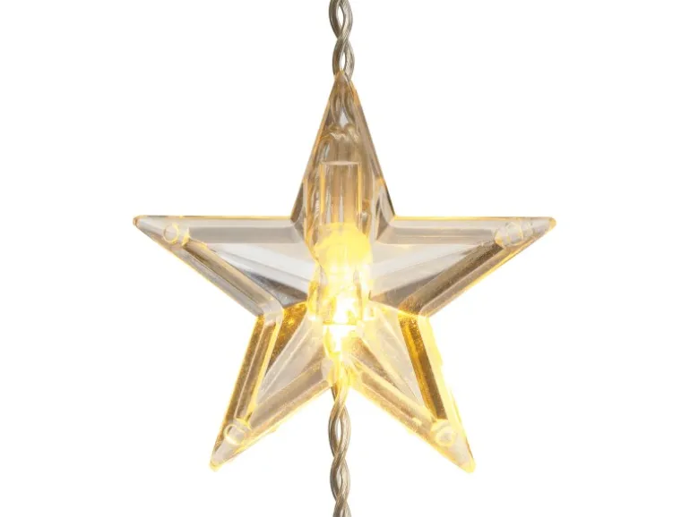 LED-Lichtervorhang mit Sternen 40 LEDs Warmweiß Transparentes Kabel 6,4 m