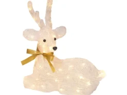 LED-Rentier 37 cm Weiß-Gold-Schwarz