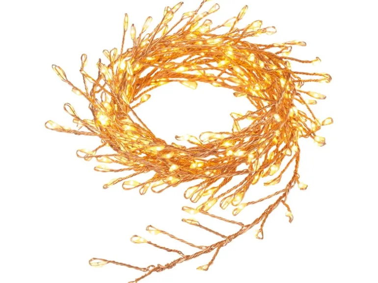 LED-Silberdraht-Büschellichterkette 240 LEDs Warmweiß Transparentes Kabel 7,4 m