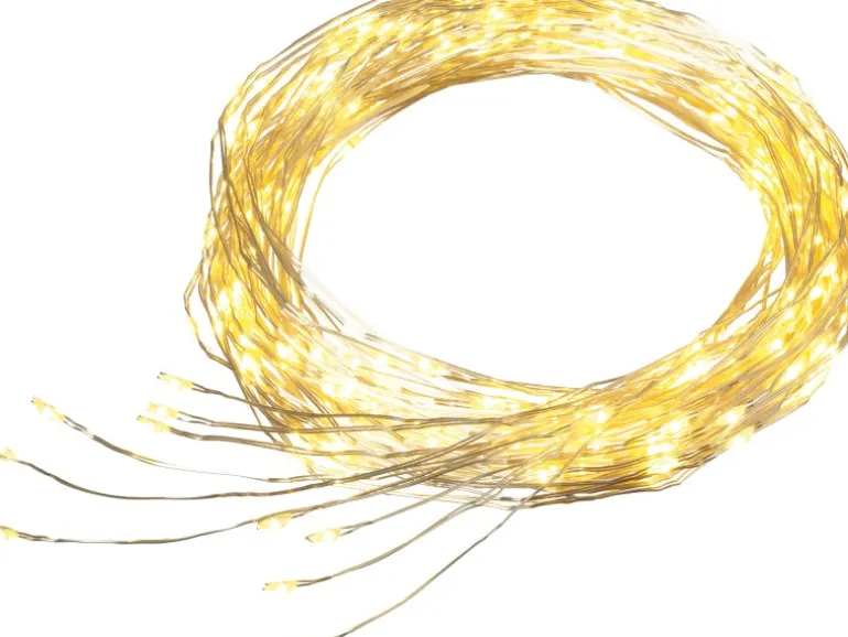 LED-Silberdraht-Lichtschweif 300 LEDs Warmweiß Transparentes Kabel 7,9 m