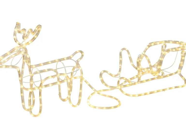 LED-Silhouetten-Figur Rentier mit Schlitten Transparent