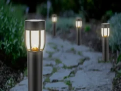 LED-Solarfackel mit Erdspieß Schwarz 7 cm x 7 cm x 40 cm