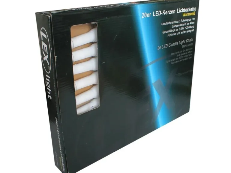 Lex 20er LED Kerzenlichterkette Lichterkette Außen Innen Christbaumkerzen Warmweiss