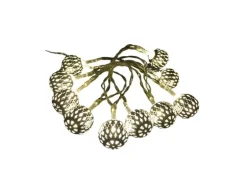 Lex 10er LED Kugel Lichterkette Batteriekette Weihnachten Beleuchtung Deko Silber