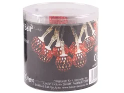 Lex 10er LED Kugel Lichterkette Batteriekette Weihnachten Beleuchtung Deko Rot