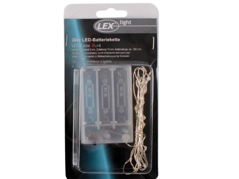 Lex 30er LED Lichterkette Batteriekette Party Wasser Beleuchtung Deko Licht Bunt