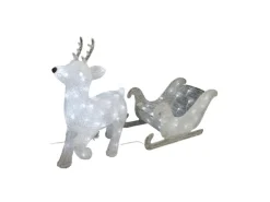 Lex LED Weihnachtsfigur Rentier mit Schlitten Figur Beleuchtet Weihnachtsdeko 50LEDs