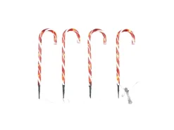 Lex 4x LED Zuckerstangen 50cm Batterie Timerfunktion Lichterkette Weihnachtsdeko