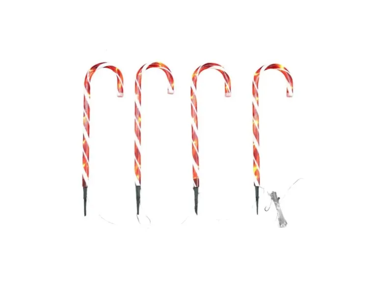Lex 4x LED Zuckerstangen 50cm Batterie Timerfunktion Lichterkette Weihnachtsdeko