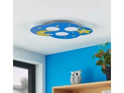 Lindby Deckenlampe Thorke 9950945 Dimmbar in Blau aus Metall 3-flammig GX53 Kinderzimmerleuchte