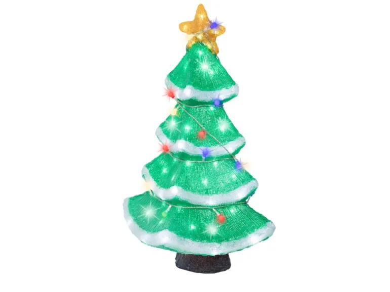 Lumineo Leuchtfigur Baum 120 LEDs Kaltweiß 37 cm x 37 cm x 56 cm Grün