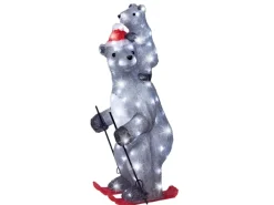 Lumineo Leuchtfigur Bär 100 LEDs Kaltweiß 28 cm x 29 cm x 69 cm Grau