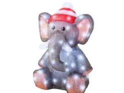 Lumineo Leuchtfigur Elefant 70 LEDs Kaltweiß 33 cm x 32,5 cm x 46 cm Grau