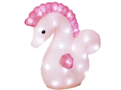 Lumineo Leuchtfigur Seepferdchen 40 LEDs Kaltweiß 35 cm x 19,5 cm x 36,5 cm Rosa