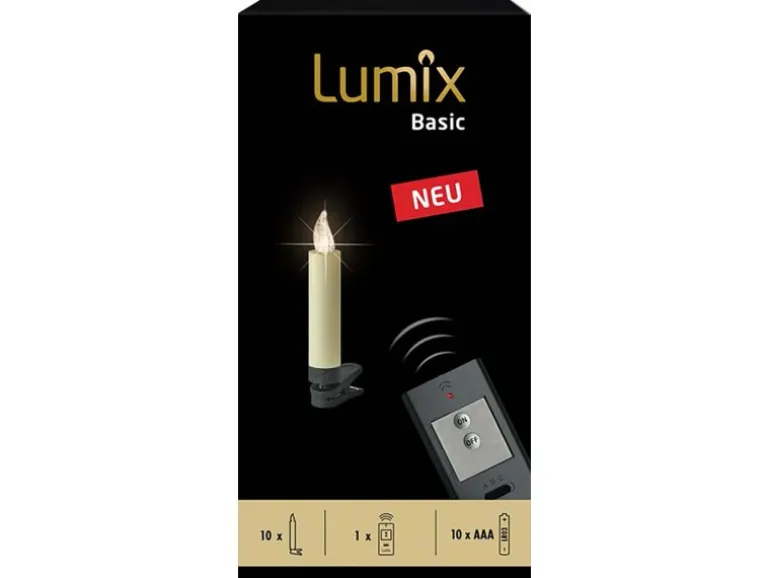 Lumix Basic Christbaumkerzen 10er-Set mit Fernbedienung Warmweiß