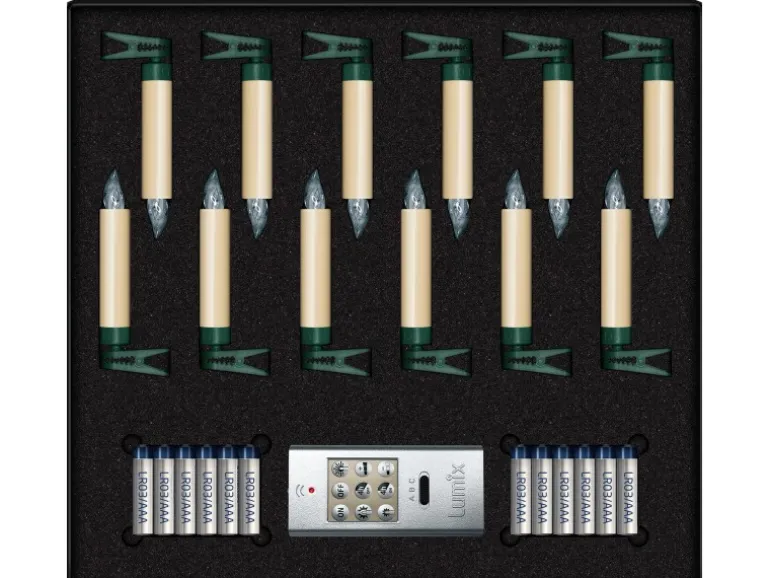 Lumix Mini Christbaumkerzen Elfenbein 12 warmweiße Kerzen Basis-Set innen