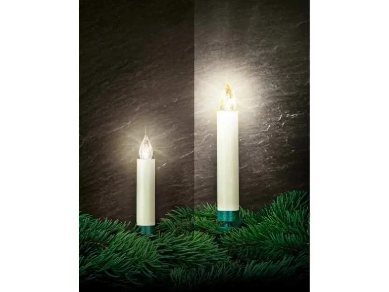 Lumix Mini Christbaumkerzen Elfenbein 12 warmweiße Kerzen Basis-Set innen