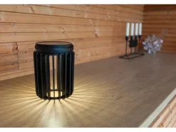 Lutec LED-Solar-Außentischleuchte Kozy 1-flammig Schwarz Ø 13,7 cm x 18,6 cm