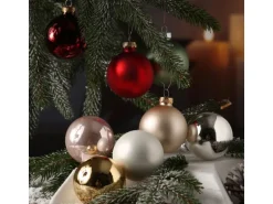 Marelida Christbaumkugel Weihnachtskugel Glas 6cm Glänzend Matt Rot 20er Set Baumkugel