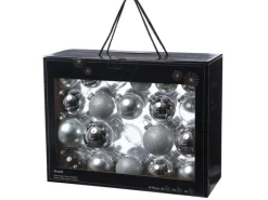 Marelida Christbaumkugel Weihnachtskugel Glas Glänzend Matt Glitzernd Silber 42 Stück