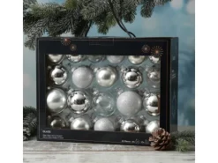 Marelida Christbaumkugel Weihnachtskugel Glas Glänzend Matt Glitzernd Silber 42 Stück