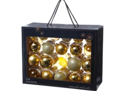 Marelida Christbaumkugel Weihnachtskugel Glas Glänzend Matt Glitzernd Gold 42 Stück