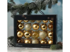 Marelida Christbaumkugel Weihnachtskugel Glas Glänzend Matt Glitzernd Gold 42 Stück