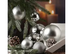 Marelida Christbaumkugel Weihnachtskugel Bruchfest Glänzend Matt Glitzernd Silber 26er